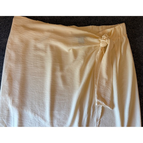 Buttercream Midi‎ Wrap Skirt Womens 3X Pale Yellow Pull-On Date Party Wedding - Picture 1 of 8